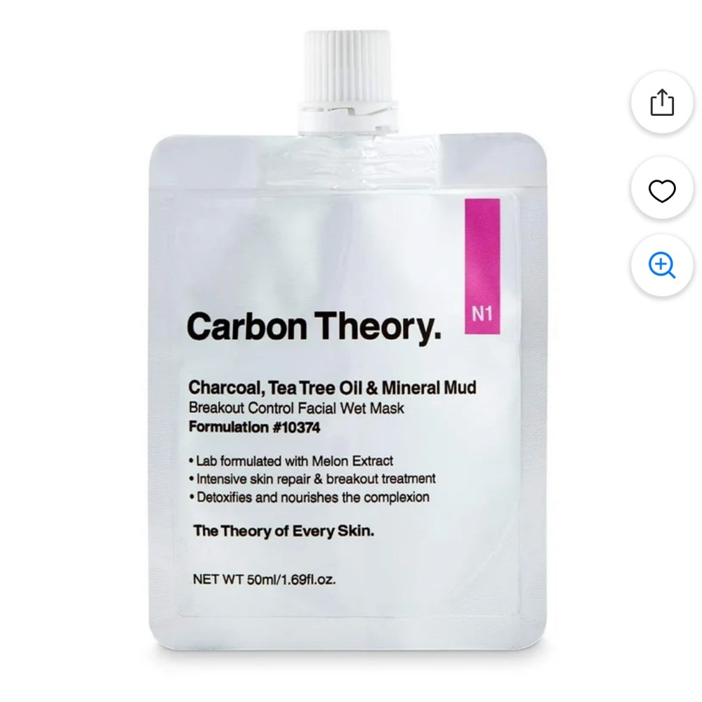 Carbon Theory Facial Wet Mask. Charcoal‎ & Tea Tree Oil. Mineral Mud. 50ml